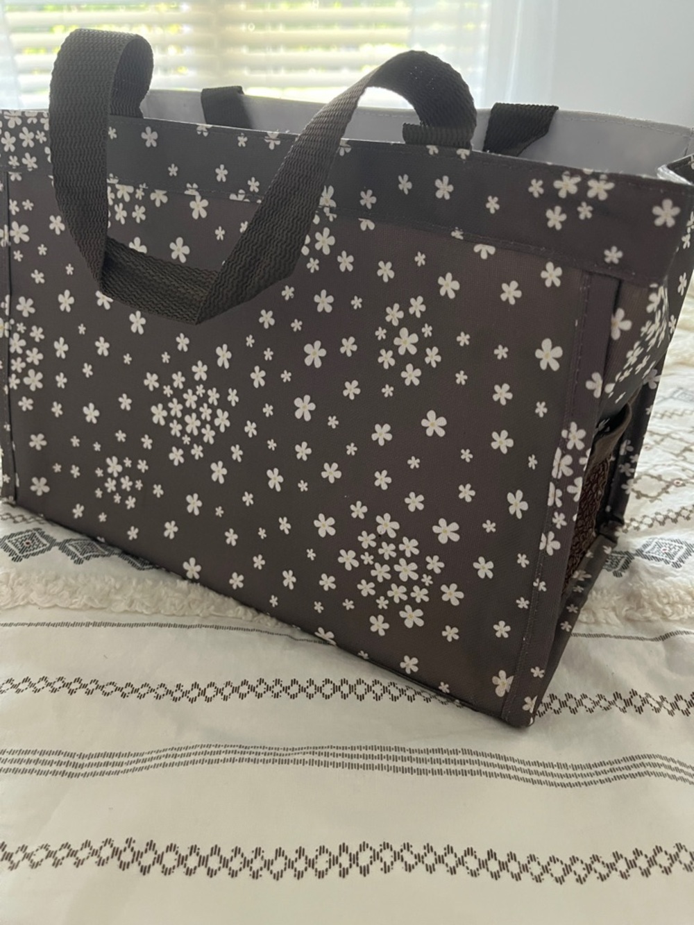 Floral Utility Storage Tote - Brown
